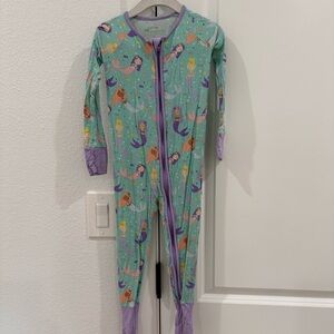 Little Sleepies Kids Mermaid Print One Piece Pajama - Green and Purple